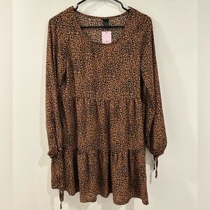 Women's Long Sleeve Shift dress Animal Print